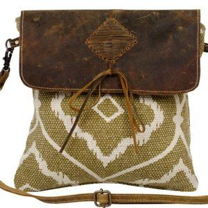 Myra Bag Feel Good Factor Small Crossbody Bag Purse Leather Canvas Rug
